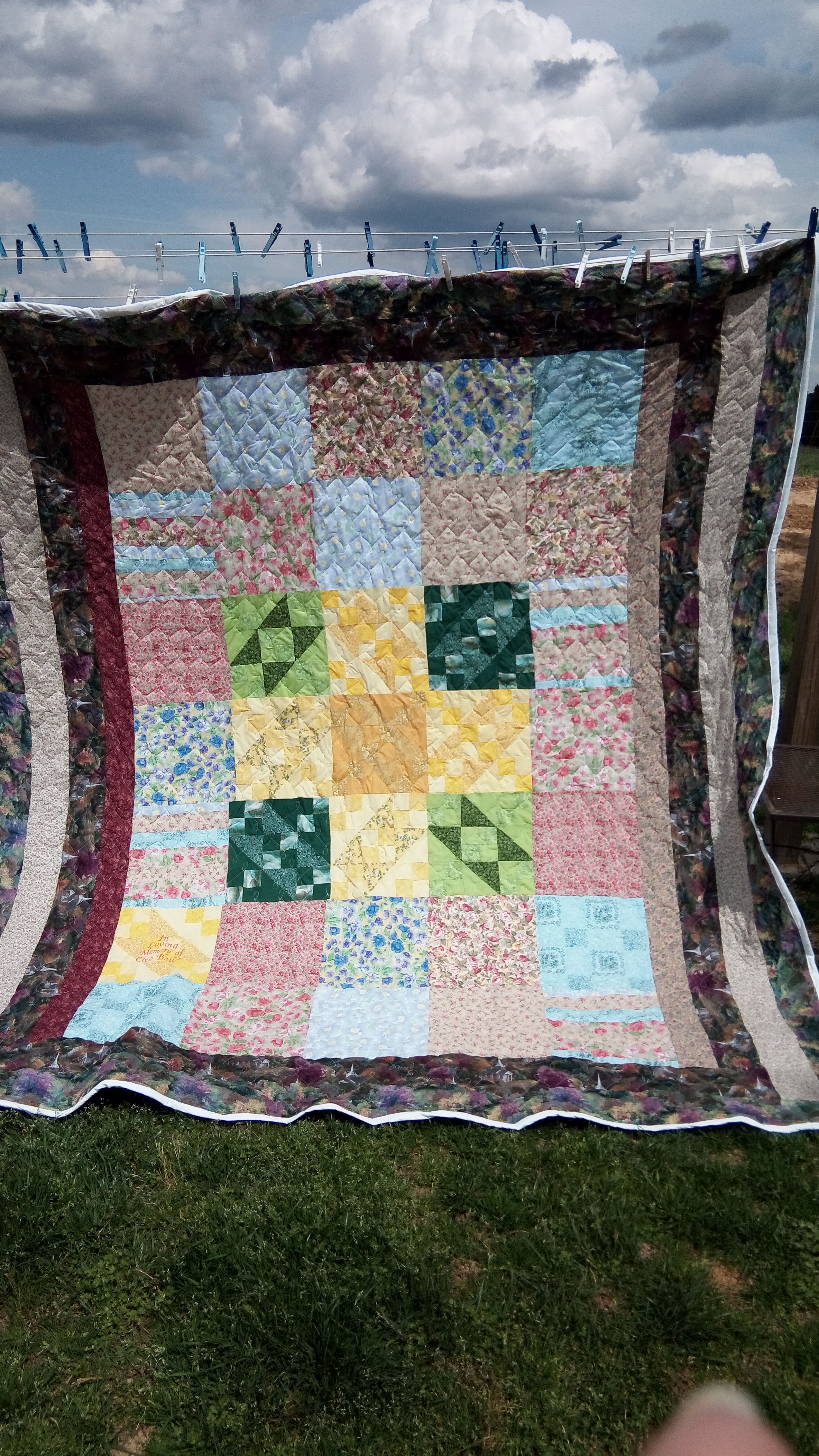 My grandmother did the center squares and I made this for my mom